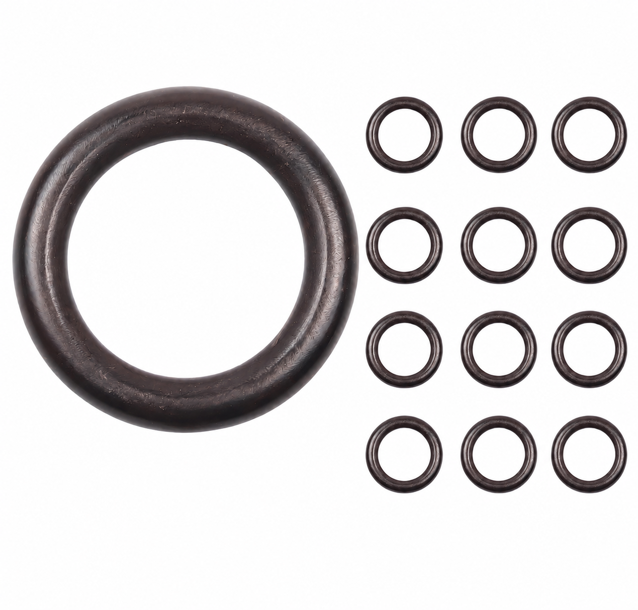 Retro brown wooden curtain rings without clips