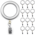 Silver wooden curtain rings with matching clips
