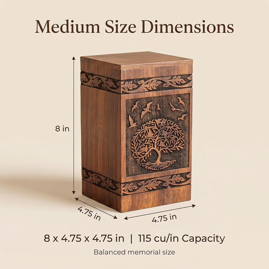 MARS EXPORTS Tree of Life with Birds wooden cremation urn image 6