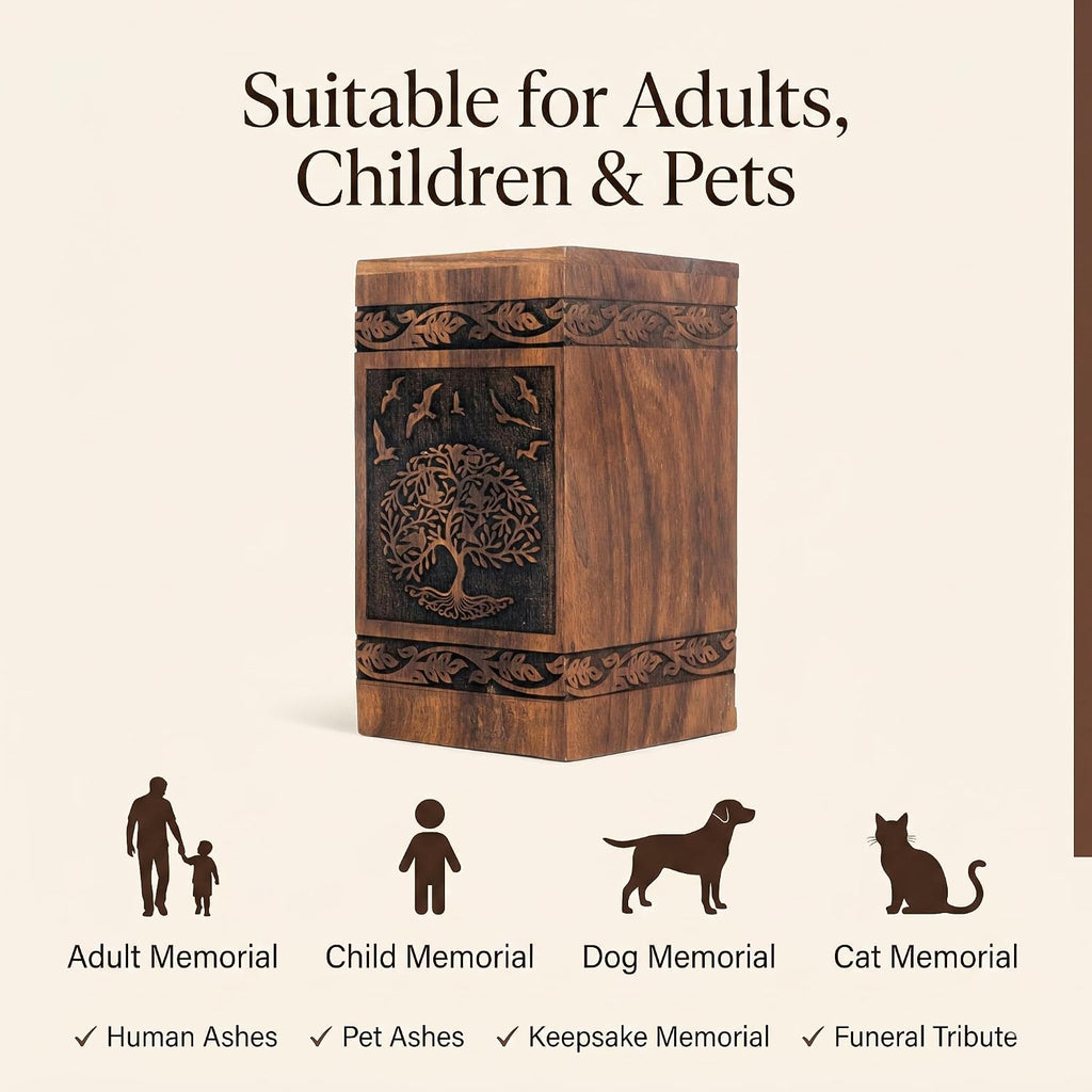 MARS EXPORTS Tree of Life with Birds wooden cremation urn image 9