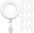 White wooden curtain rings with matching white clips
