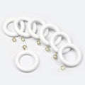 White wooden curtain rings without hooks